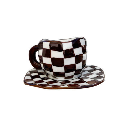 Brown Checkered Mug