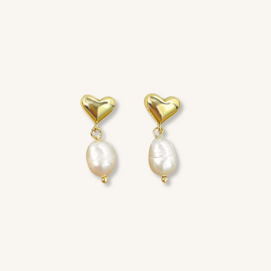 Pearl Heart Earrings